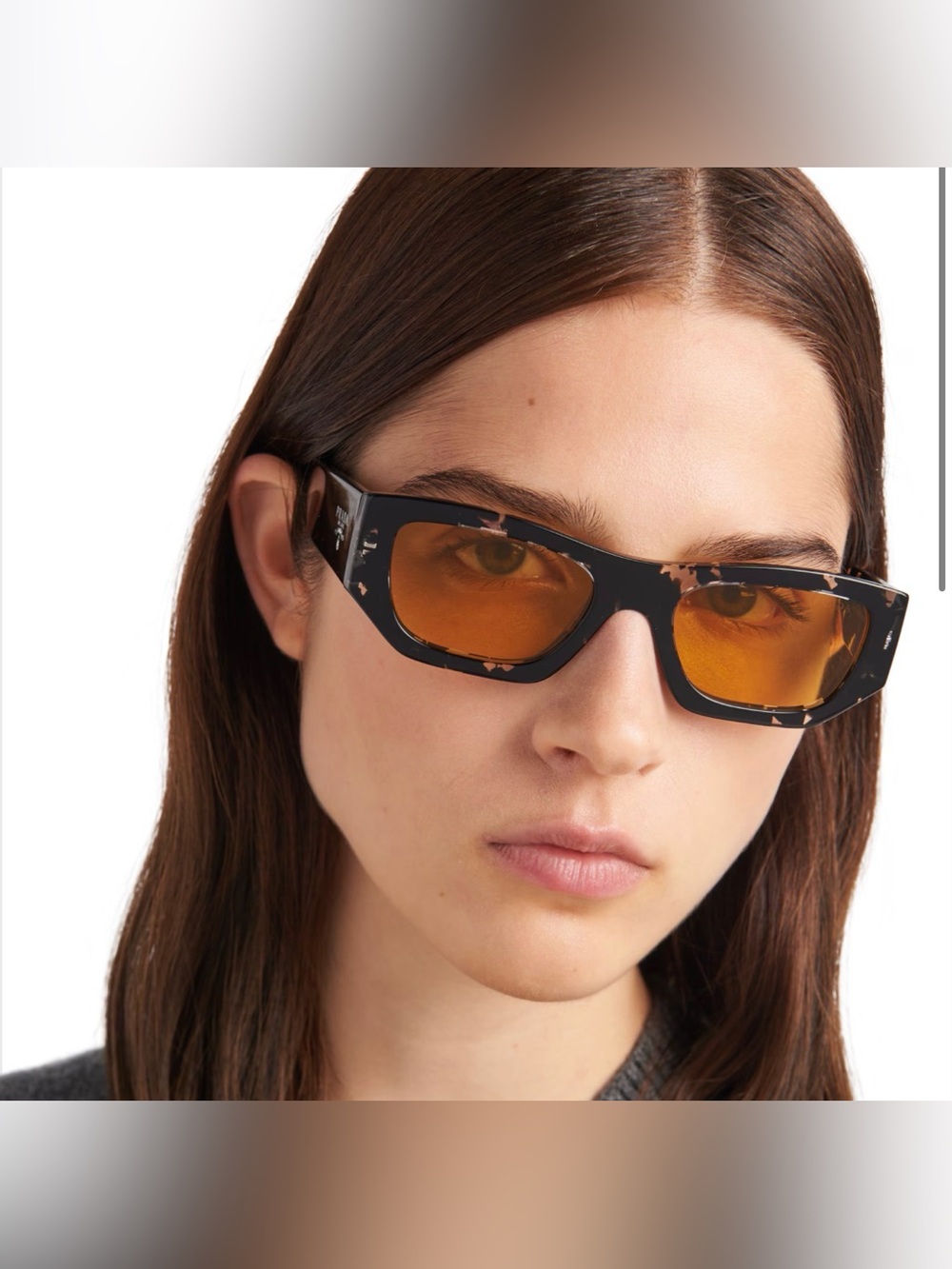 Tortoiseshell Rectangular Sunglasses with Amber Lenses - Unbranded